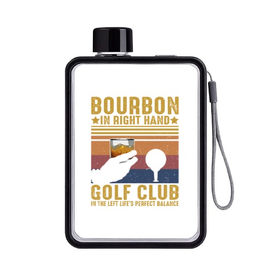 Bourbon Golf Funny Golfer Bourbon Lover Flat Water Bottles