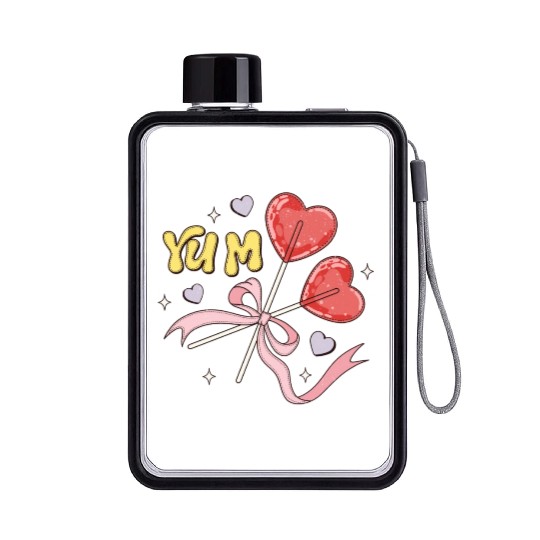 Valentine's Day Heart Lollipop Flat Water Bottles