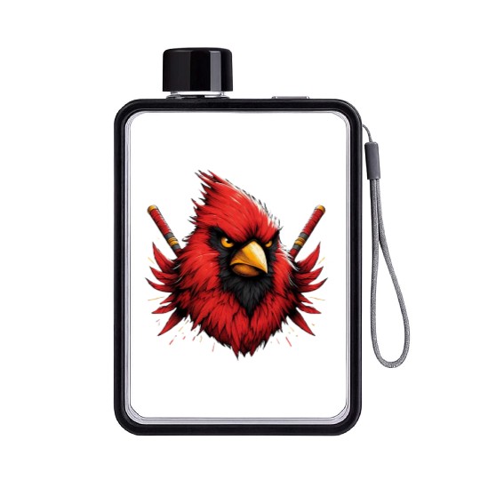 Red Northern Cardinal As Ninja Symbol Of Bravery Flat Water Bottles