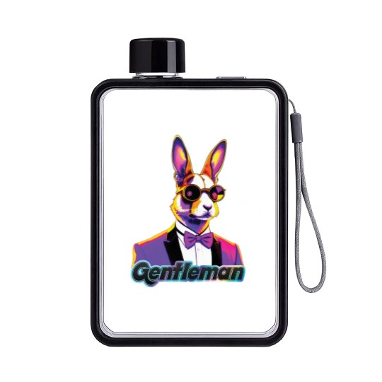Pop Art Playboy Rabbit Gentleman Cyberpunk Bunny Flat Water Bottles