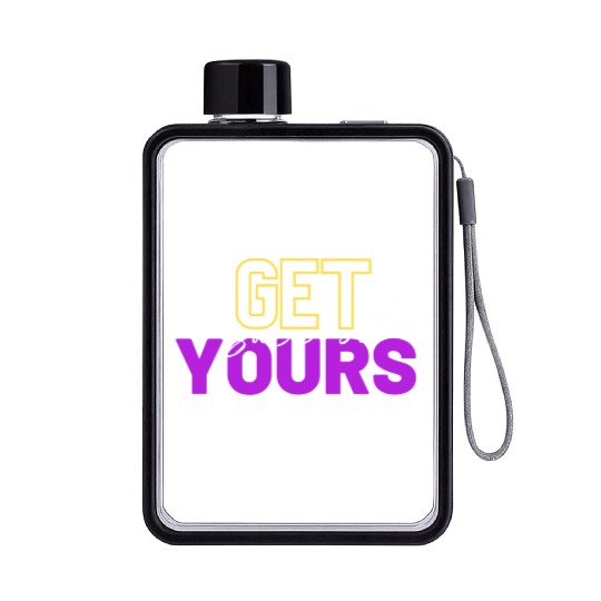 Black And Purple Sunday Vibes Motivation Flat Water Bottles 4