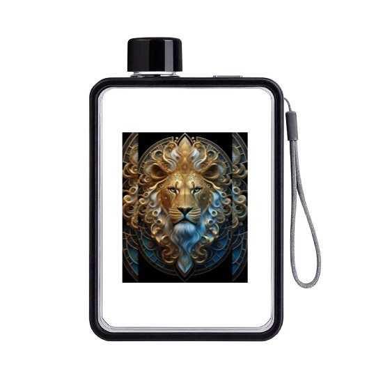 1920s Art Deco lion, gold Flat Water Bottles