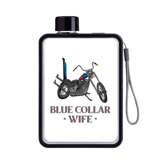 Blue Collar Wife Motorcycle Flat Water Bottles