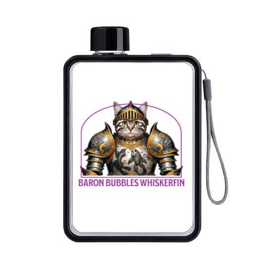 Pisces Cat Knight - Zodiac Astrology Fish Armor Flat Water Bottles