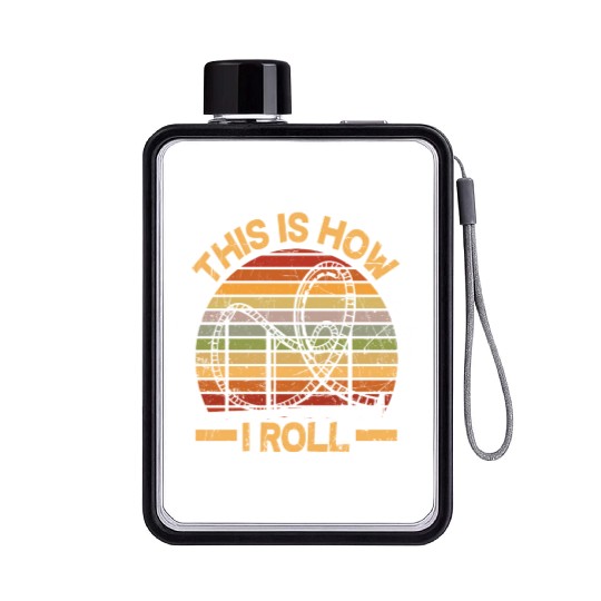 Retro Funny Roller Coaster Lover Roller Coaster Flat Water Bottles