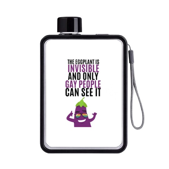 Invisible eggplant Flat Water Bottles for your gay friend