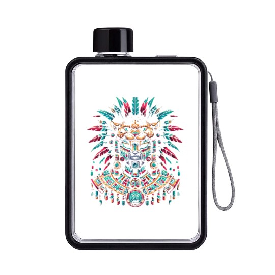 Aztec Jaguar Warrior Aztec Culture Indigenous Flat Water Bottles