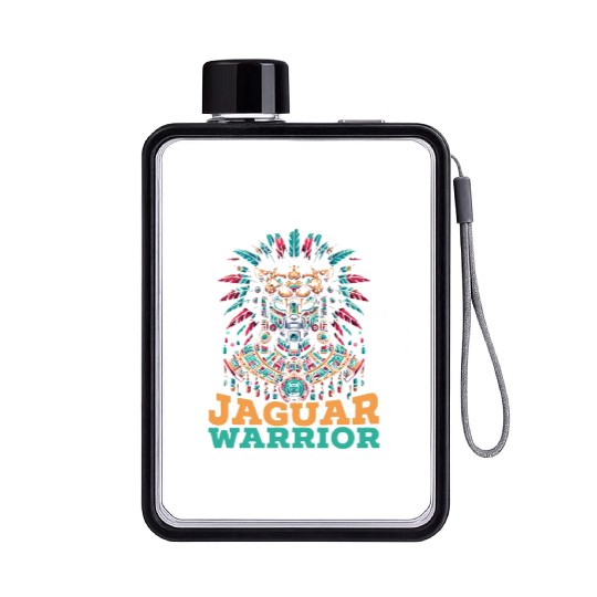 Aztec Jaguar Warrior Aztec Culture Indigenous Flat Water Bottles