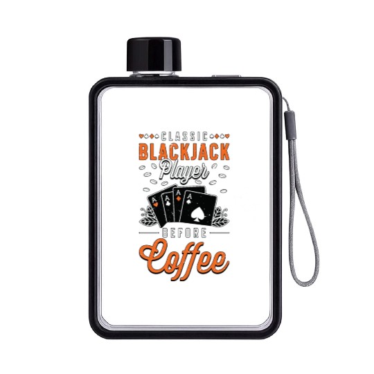 Classic Blackjack Player Before Card Game Coffee Flat Water Bottles