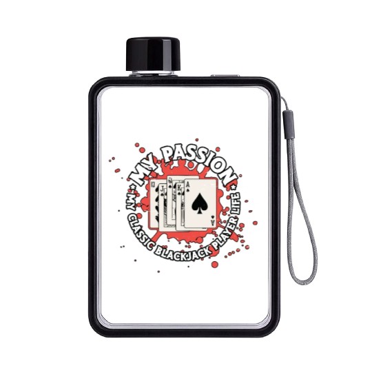 Classic Blackjack My Passion My Classic Card Game Flat Water Bottles