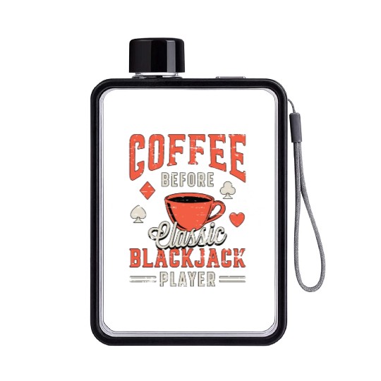 Classic Blackjack Coffee Card Player Coffee Lover Flat Water Bottles