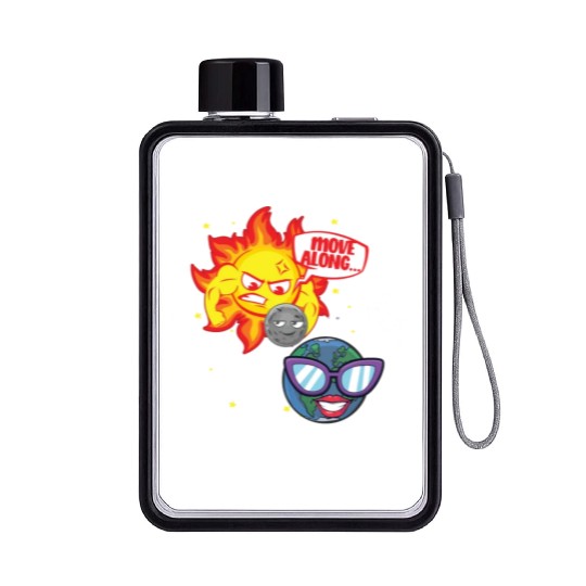 Total Solar Eclipse Move Along 4.08.24 Funny Kidsm Flat Water Bottles