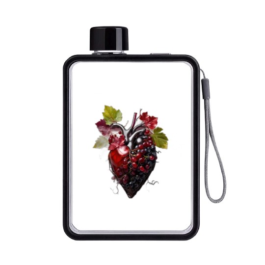Default Human heart made with wine and red grape Flat Water Bottles