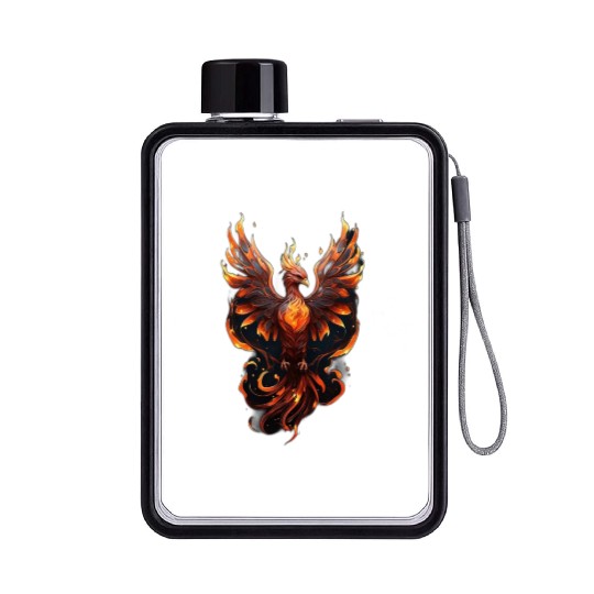 Fiery Phoenix Tattoo Design - Flight of Rebirth Flat Water Bottles