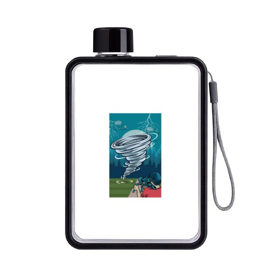 Camera & Tornado Videographer Gift Flat Water Bottles