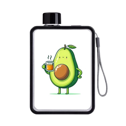 Tea Time Avocado Flat Water Bottles