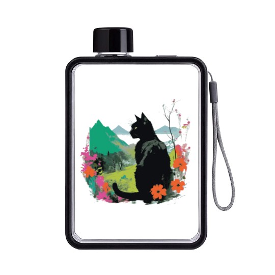 Cat Spring And Nature Flat Water Bottles