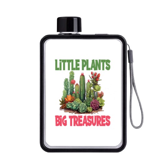 Little Plants Big Treasures for a gardener Flat Water Bottles