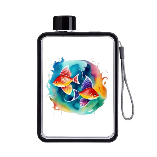 Color splash zodiac: Pisces Flat Water Bottles