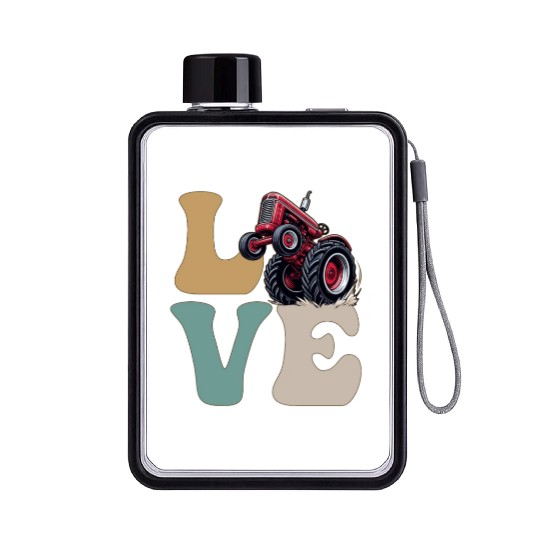 LOVE Tractor Pulling Tractor Driver Farmer Farming Flat Water Bottles