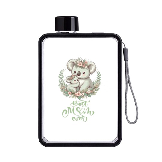 Best Mom Ever Koala Embrace Floral Wreath Flat Water Bottles