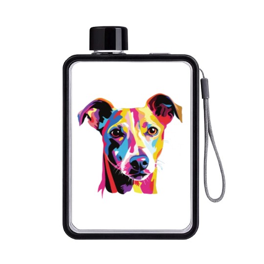 Watercolor Colorful Italian Greyhound Flat Water Bottles