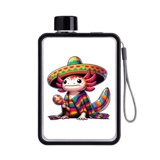 Cinco de Mayo Axolotl: Celebratory Design Flat Water Bottles