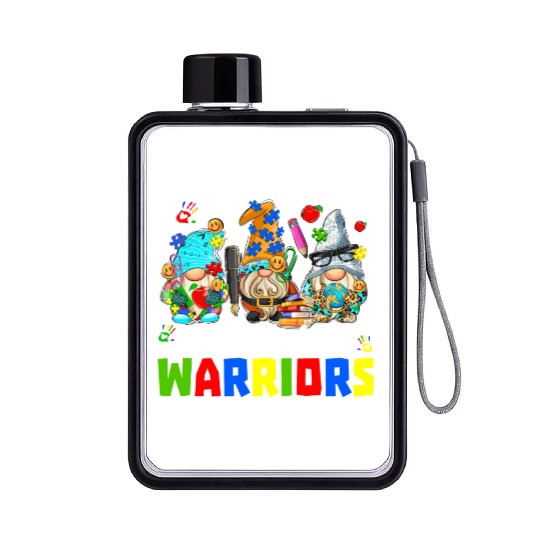 Autism Teacher Warriors Autism Autism Gnome Gift Flat Water Bottles