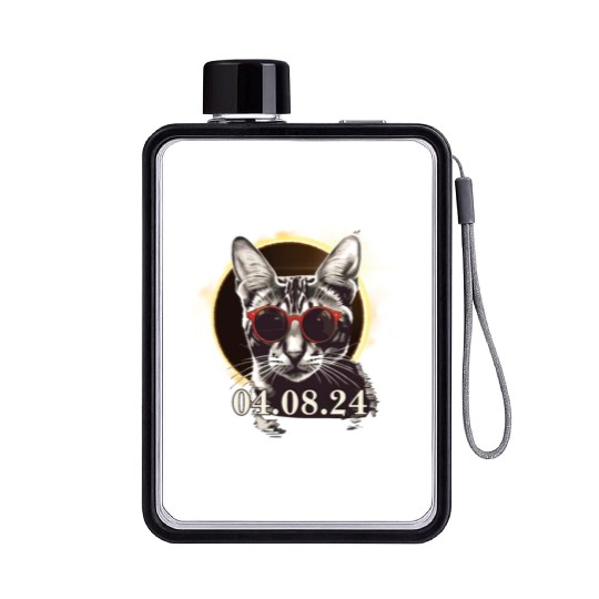 Total Solar Eclipse 2024 Cool Cat Lunar Path Of Flat Water Bottles