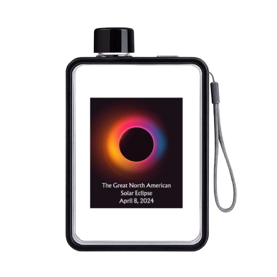 Solar Eclipse Serenade: Solar Eclipse 2024 Flat Water Bottles