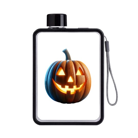 Jack o Lantern Pumpkin Flat Water Bottles
