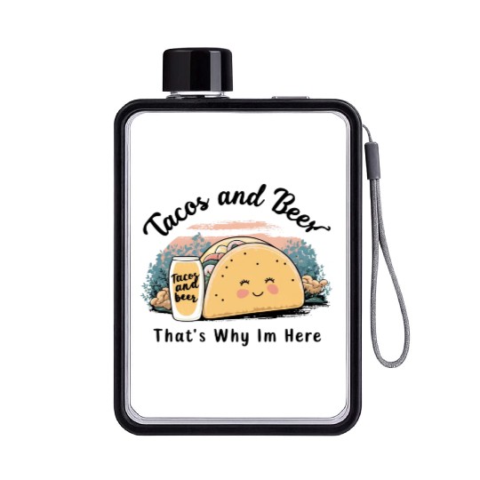 Tacos & Beer: My Happy Place Flat Water Bottles
