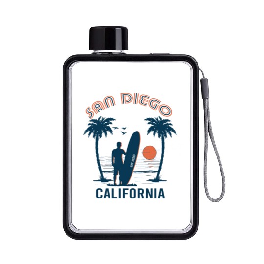 San Diego California Beach Surf Summer Flat Water Bottles