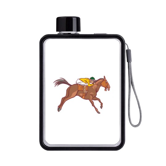 Funny Kentucky derby horse racing jockey Flat Water Bottles