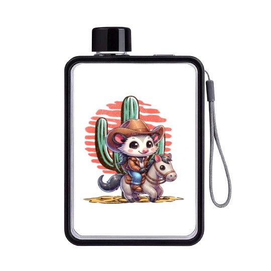 Opossum Cowboy Flat Water Bottles