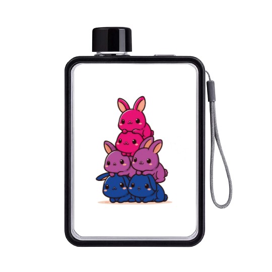 Bunnies Bi Flag Pride Month Cute Bunnies Flat Water Bottles