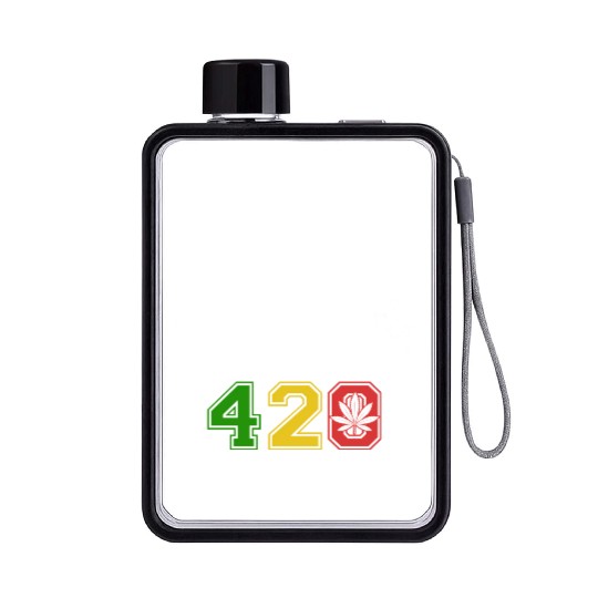Humorous 420 Authentic Herb Weed Marijuana Design Flat Water Bottles