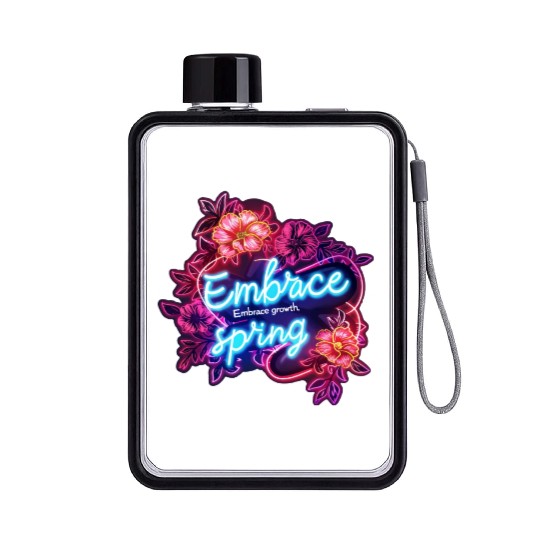Embrace growth, embrace spring Flat Water Bottles