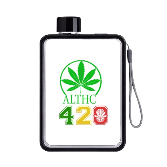 Silly 420 Healthy Herb Weed Marijuana Design Flat Water Bottles