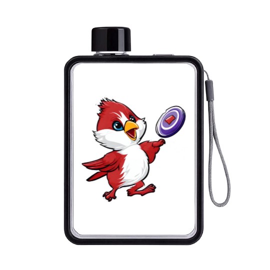 Cardinal Frisbee Fun: Vibrant Cardinal Design for Flat Water Bottles