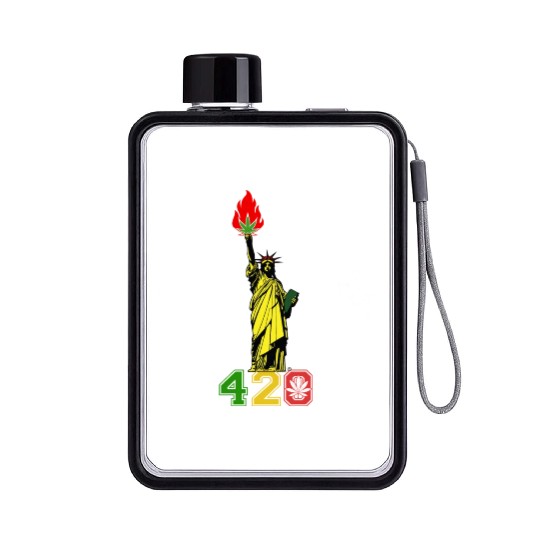 Humoristic 420 Liberty Herb Weed Marijuana Design Flat Water Bottles