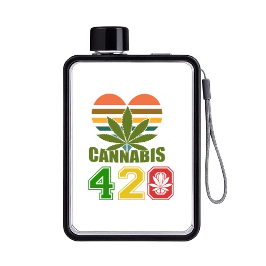 Hysteric 420 Love Good Herb Weed Marijuana Design Flat Water Bottles
