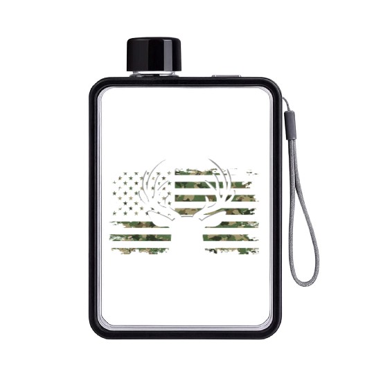 American Flag Camouflage Outdoor Antlers Deer Flat Water Bottles