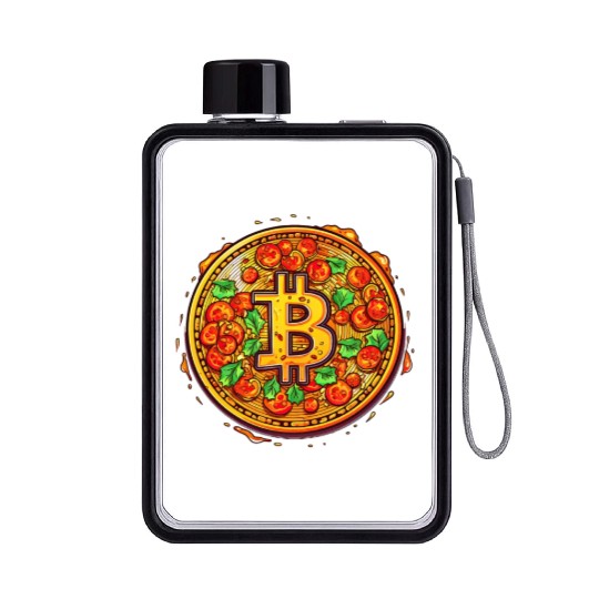 Pizza Bitcoin Funny Mining Crypto Currency Trader Flat Water Bottles