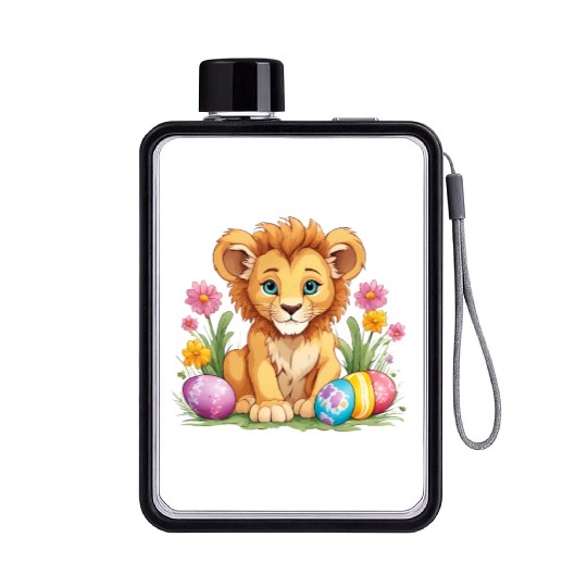 Easter Lion: Vibrant & Adorable Spring Design Flat Water Bottles
