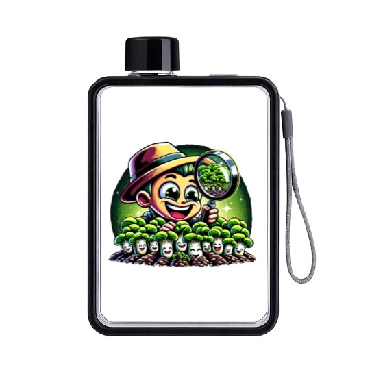 Vegan Agriculture Growing Sprouts Vegetables Flat Water Bottles