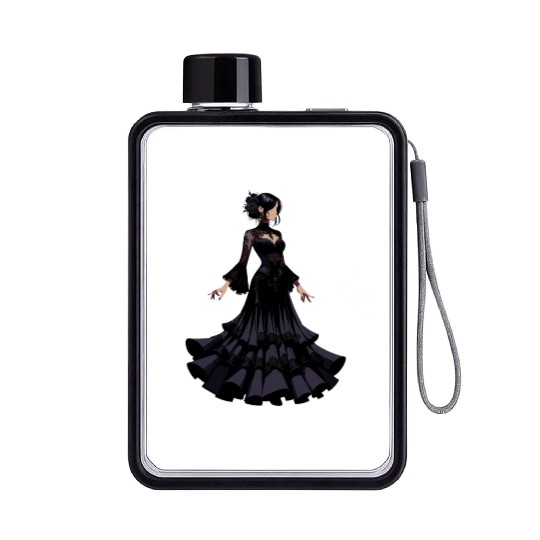 Gothic Elegance in Flamenco dance Flat Water Bottles