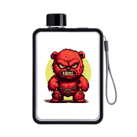 Angry Stuffed Bear Flat Water Bottles