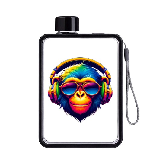 DJ Groove Monkey Flat Water Bottles