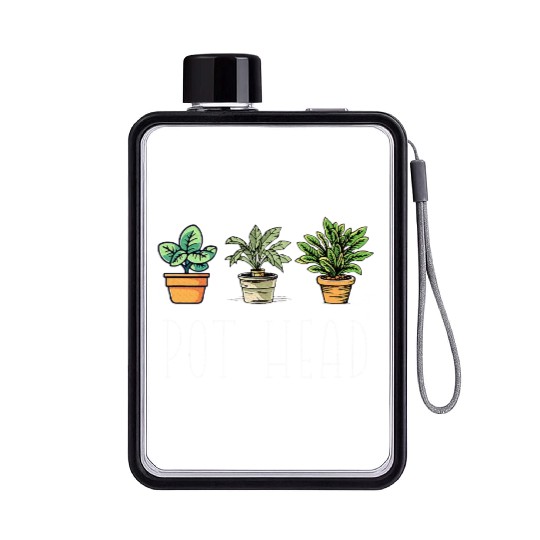 Gardening Farmer Funny Pot Head Plants Gardener Flat Water Bottles